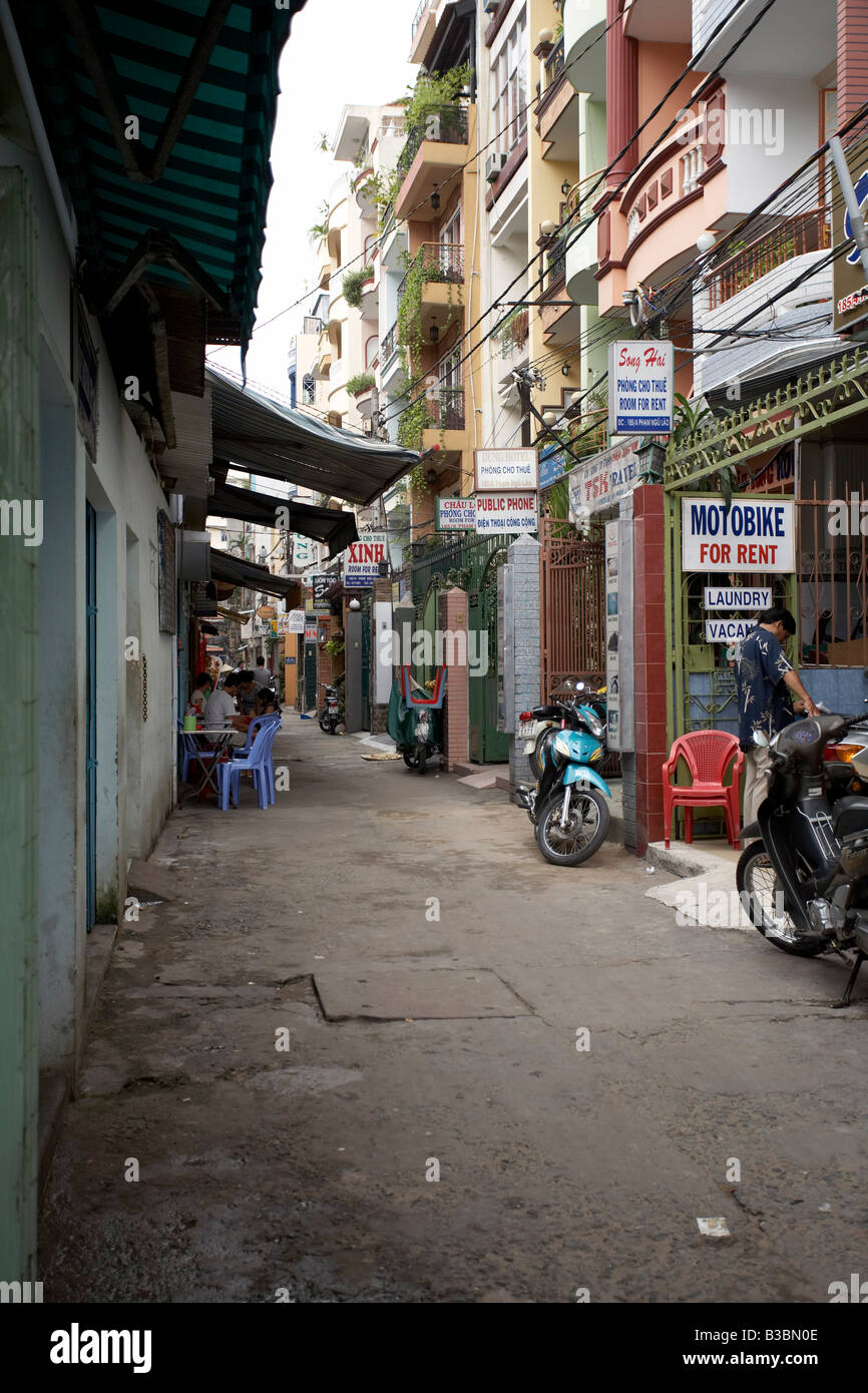 Gasse in der Stadt, Ho-Chin-Minh-Stadt, Vietnam Stockfoto