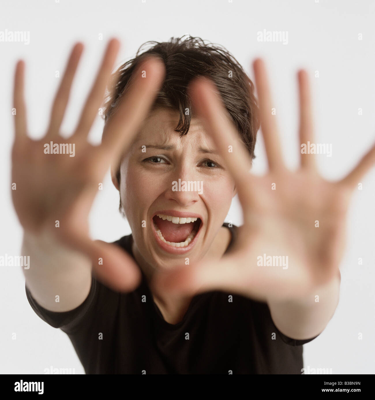 Frau schreien Stockfoto