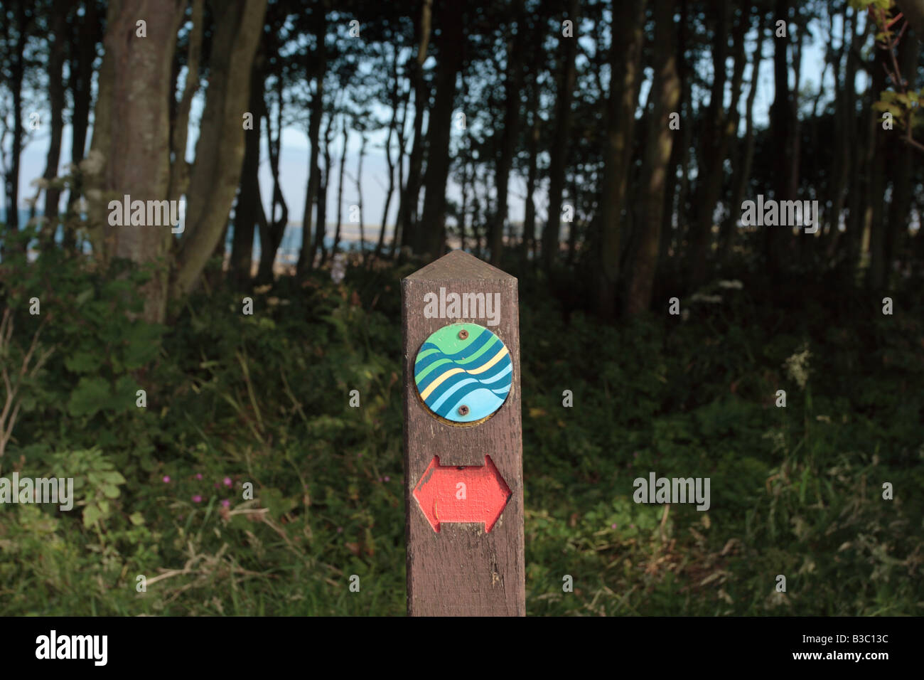 Wegpunkt auf der Fife Coastal Path. Stockfoto