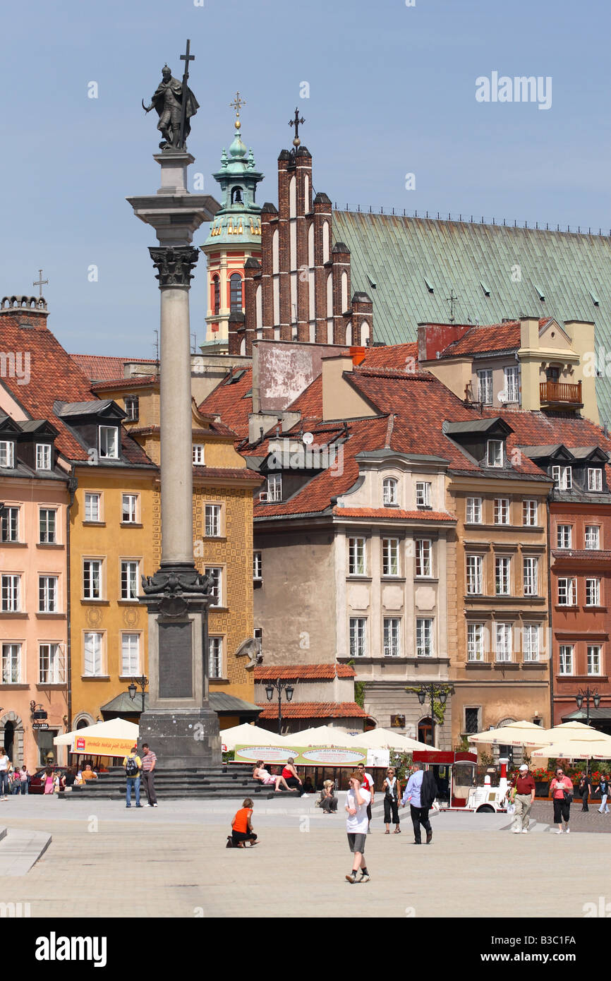 Warschau die Statue von König Sigimund in den Royal Palace Square Plac Zamkowy neben der Altstadt Stockfoto