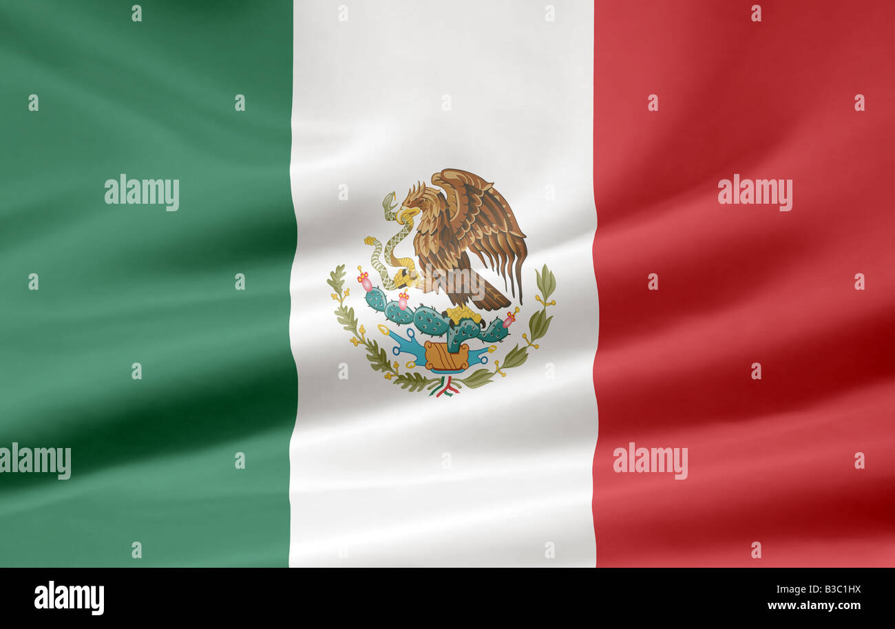 Sehr große Flagge von Mexiko. Stockfoto