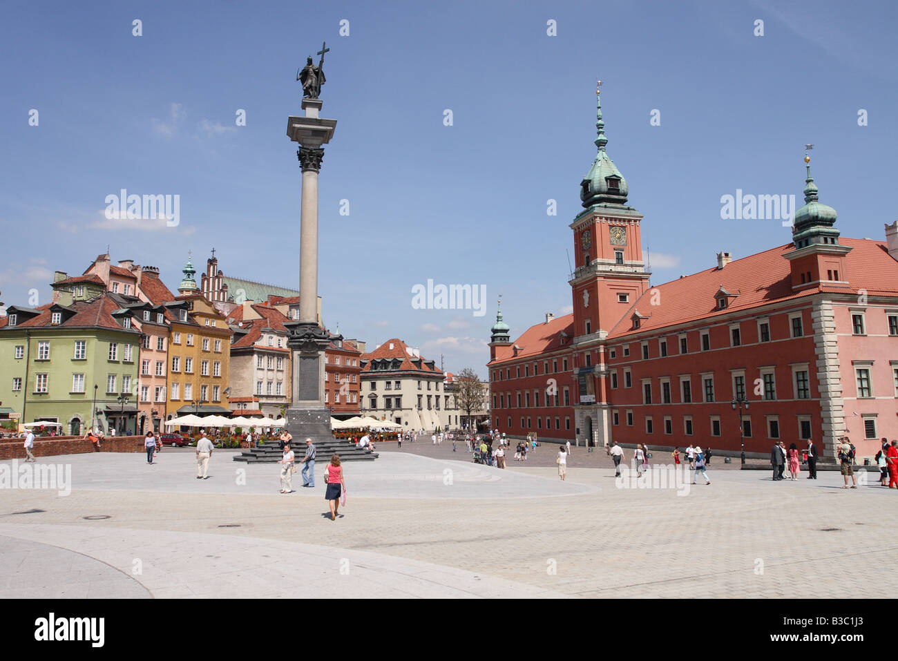 Warschau Polen die königliche Burg Quadrat Plac Zamkowy und Statue von König Sigimund in der historischen Altstadt Stockfoto