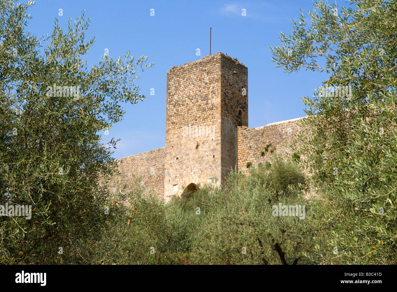 Mittelalterlichen Mauern Monteriggioni Toskana Italien Stockfoto