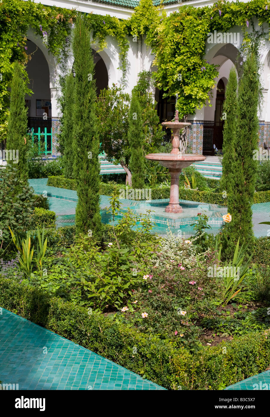 Ruhigen Gärten in die große Moschee von Paris, La Grande Mosquée de Paris Frankreich Stockfoto