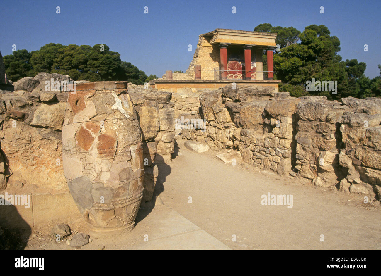 Die verfallenen Ruinen der minoischen Palast von Knossos in der Nähe von der Stadt von Heraklion auf Kreta Stockfoto