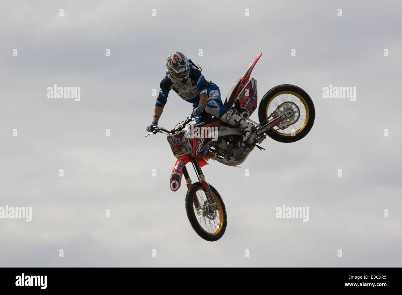 Freestyle-Motorrad Antenne Display Fahrrad Stockfoto