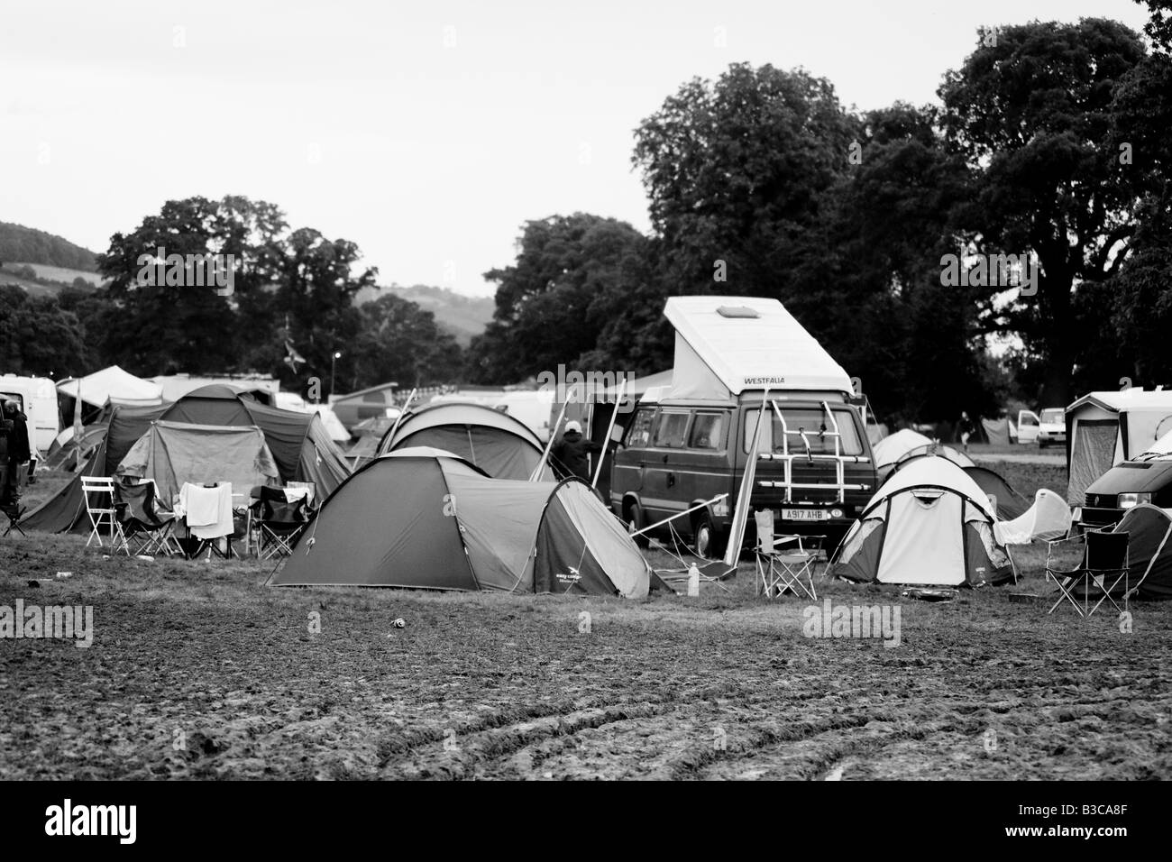 Campingplatz auf der Greenman Festival 2008 Glanusk Park Brecon Beacons Wales U K Stockfoto