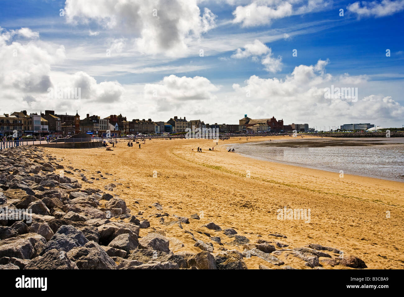Morecambe Strand und die Bucht, die Küste von Lancashire, England, UK Stockfoto