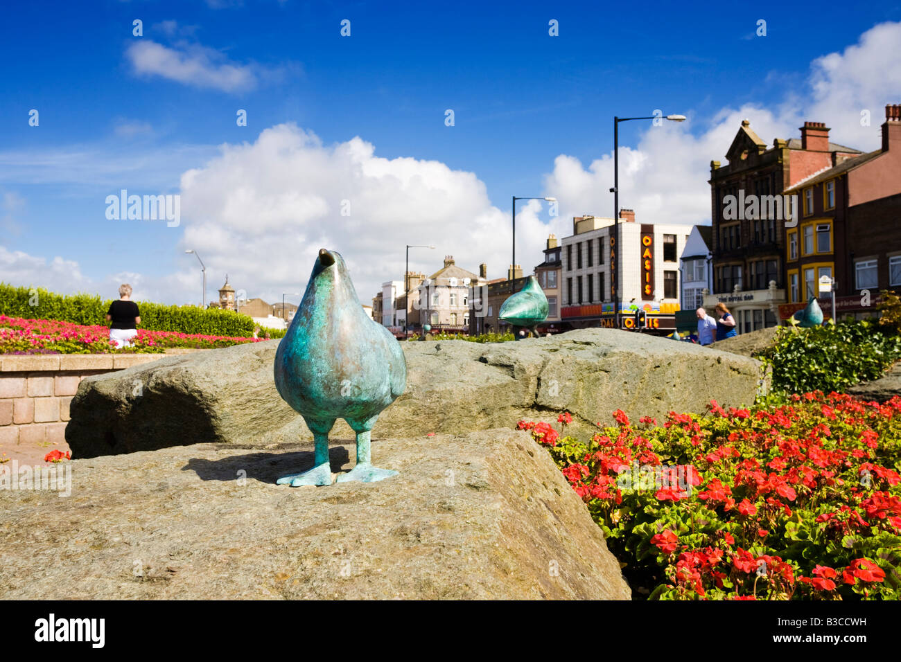 Möwe-Skulptur-Kunst auf der Promenade am Morecambe Lancashire England UK Stockfoto