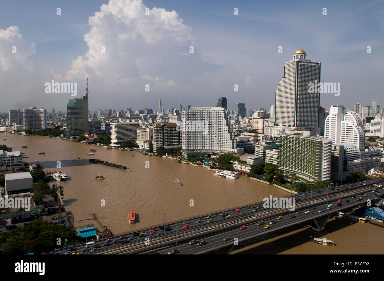 Blick auf den Chao Praya Fluss in Bangkok Thailand Stockfoto