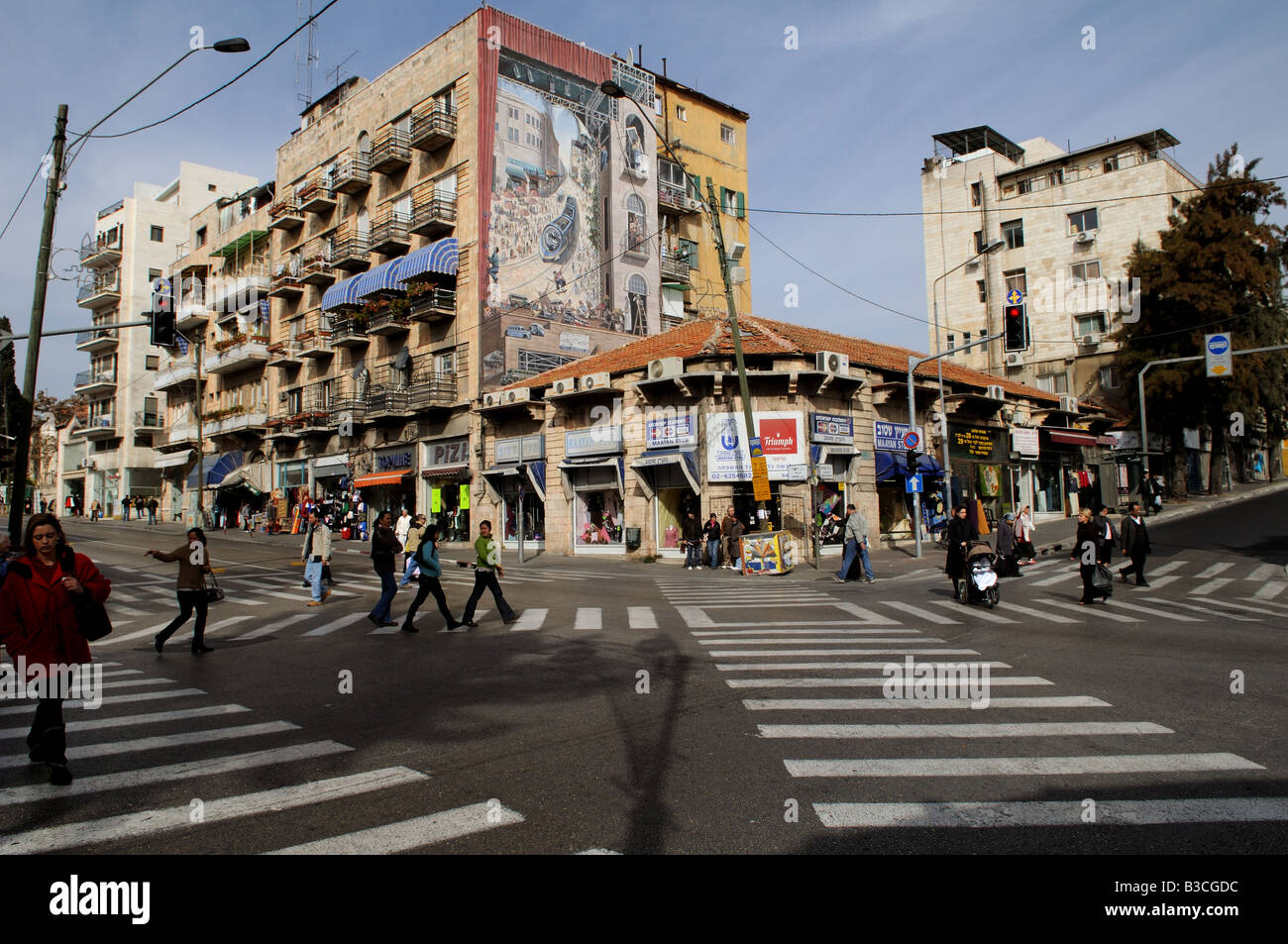 Das Herz der Innenstadt von Jerusalem den Schnittpunkt der Jaffa Straße und King George st Stockfoto