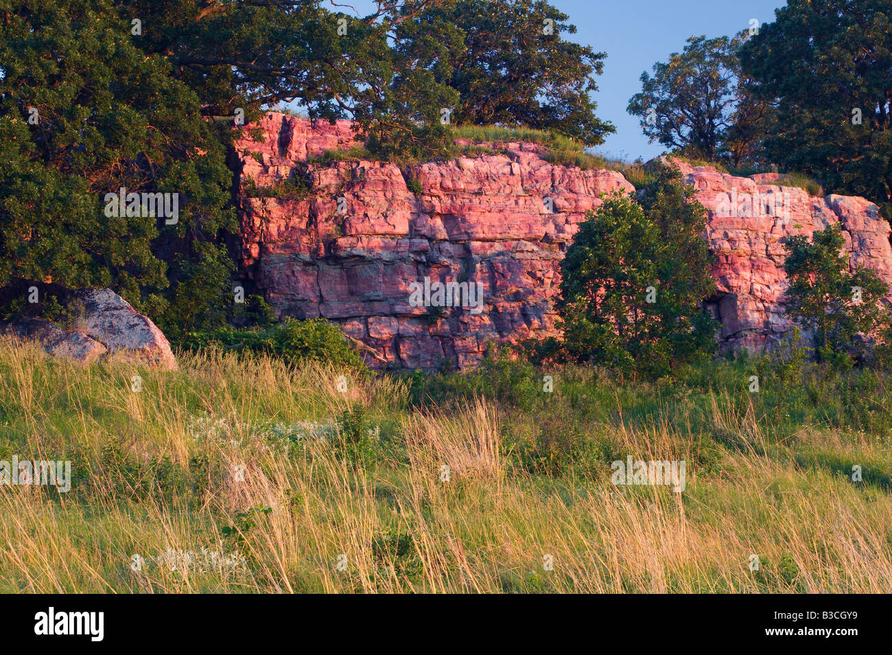 Sioux-Quarzit zu Tage tretenden, Blue Mounds State Park, Minnesota Stockfoto