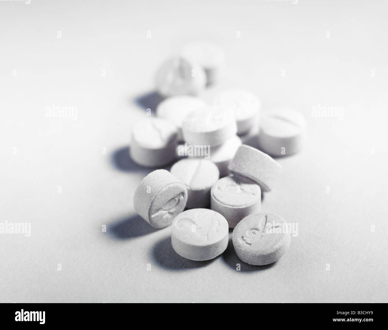 Ekstase Tabletten, Nahaufnahme zeigt die verschiedenen Entwürfe Stockfoto