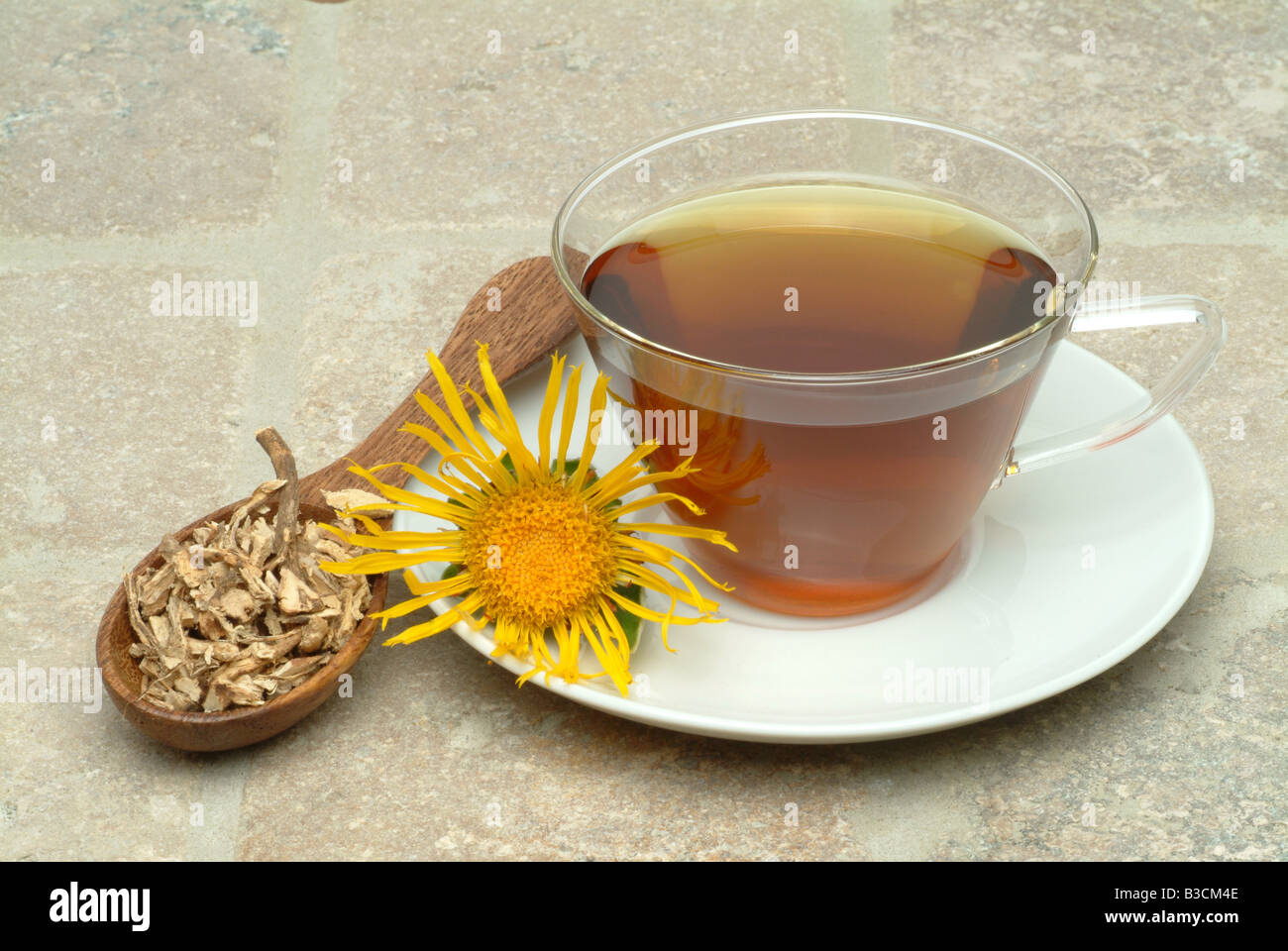 Herbtea machte der Alant Inula Helenium Enula campana Stockfoto