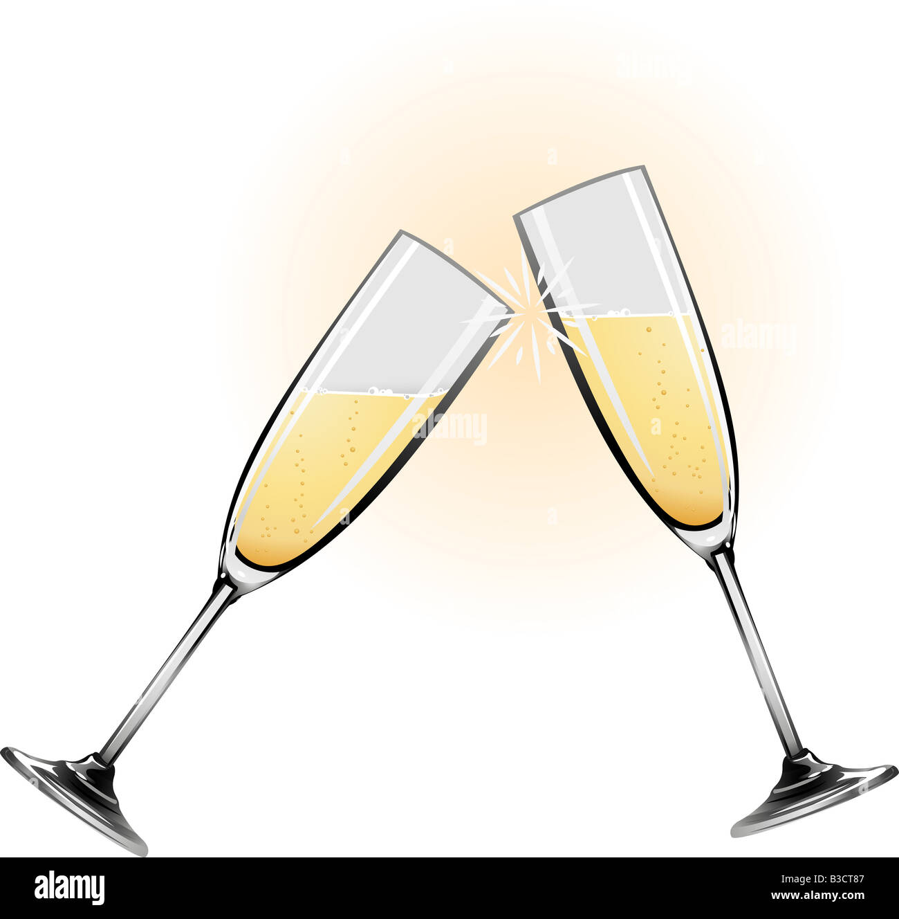 Illustration der Sektgläser klopfen zusammen bei einem toast Stockfoto