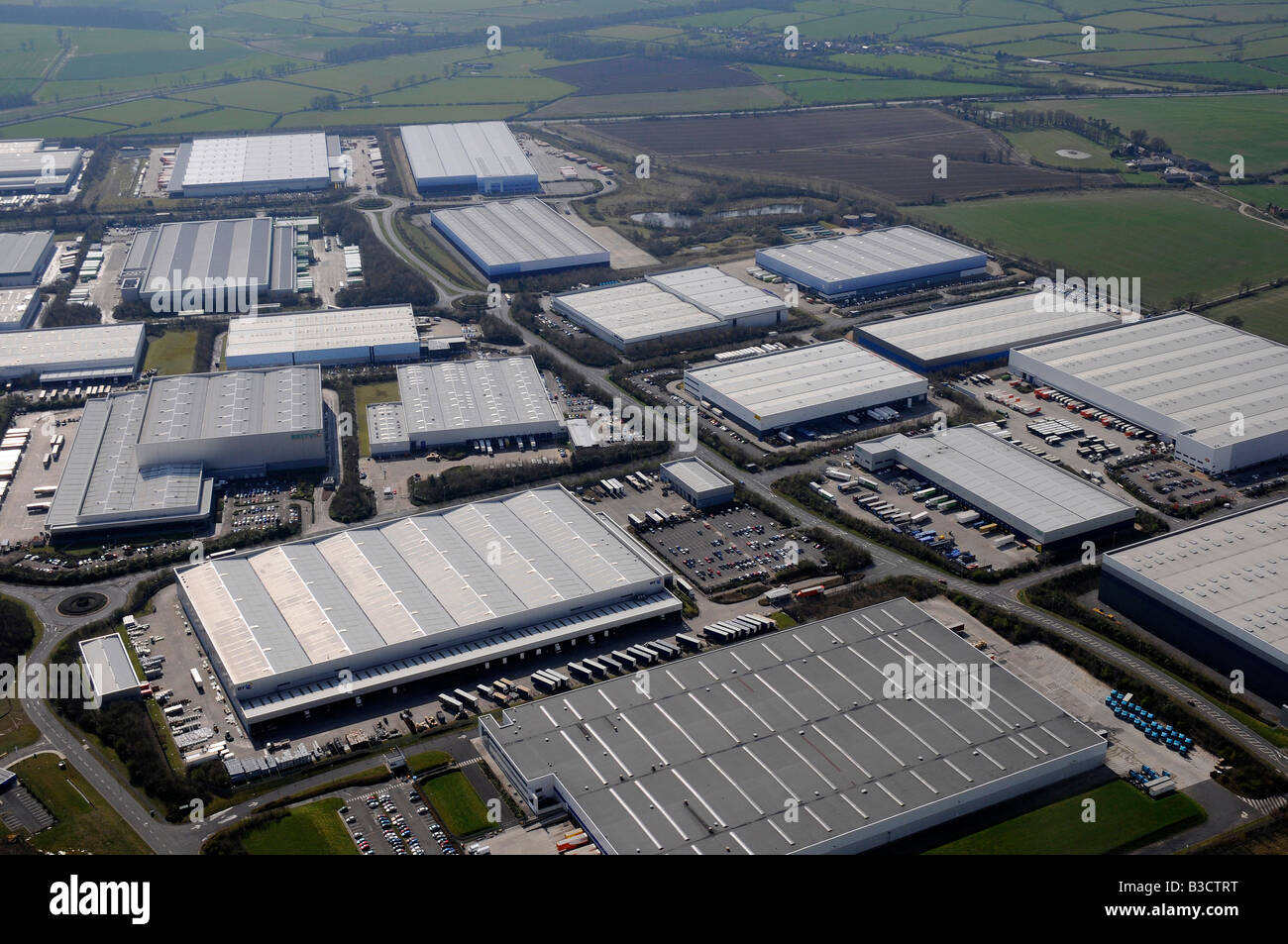 Verteilung & Logistikzentrum, Lutterworth, Mittelengland Stockfoto