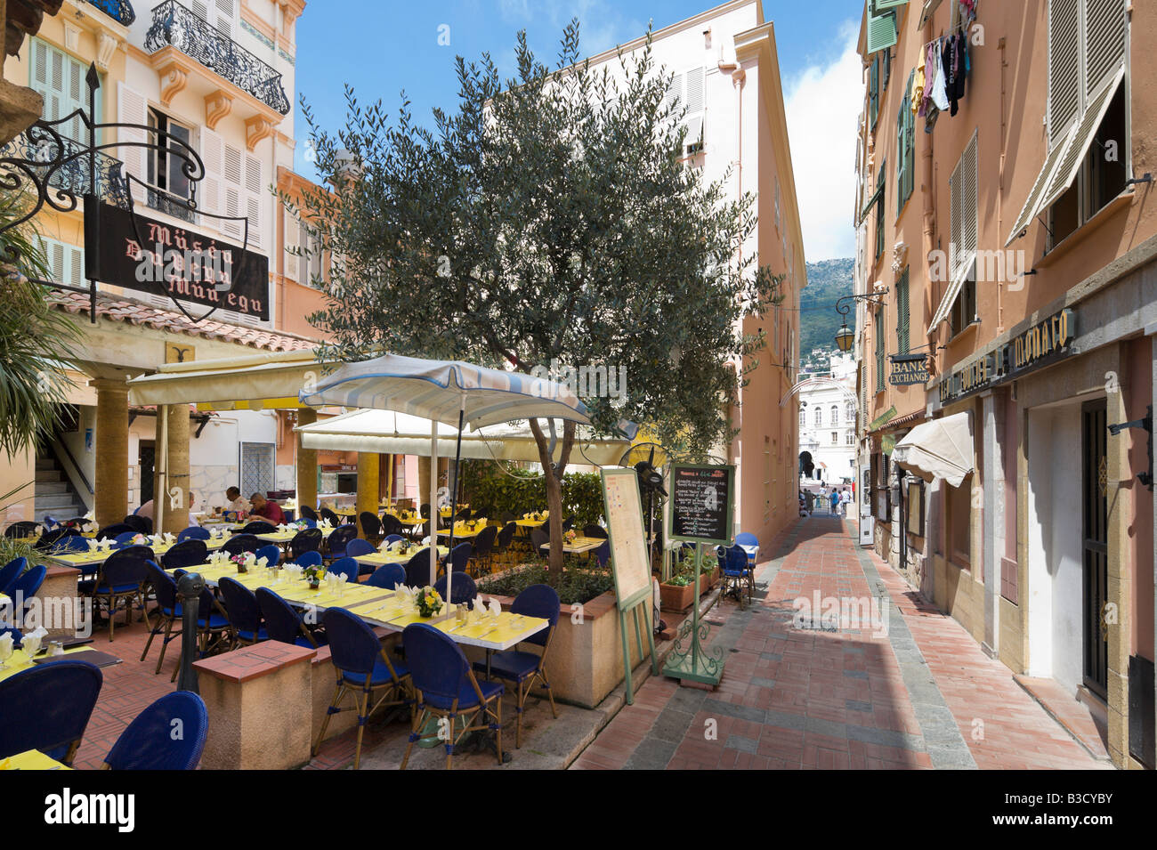 Restaurant in der Altstadt (Monaco-Ville), Monaco, Cote d ' Azur, Cote d ' Azur, Frankreich Stockfoto