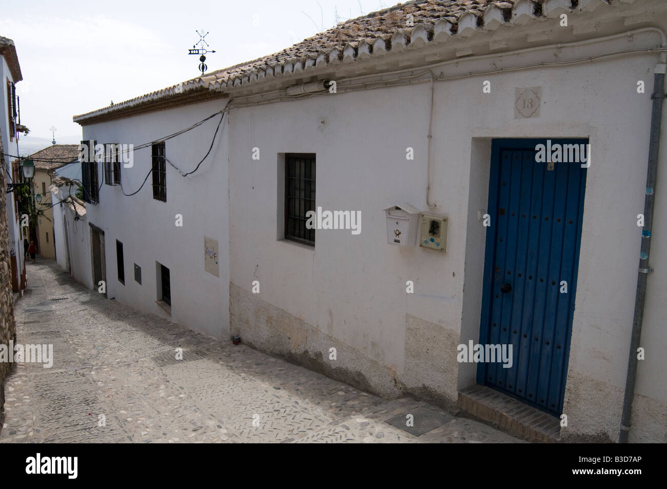 Typische Straße im alten Stadtteil Albaicin Granada Andalusien Spanien Stockfoto