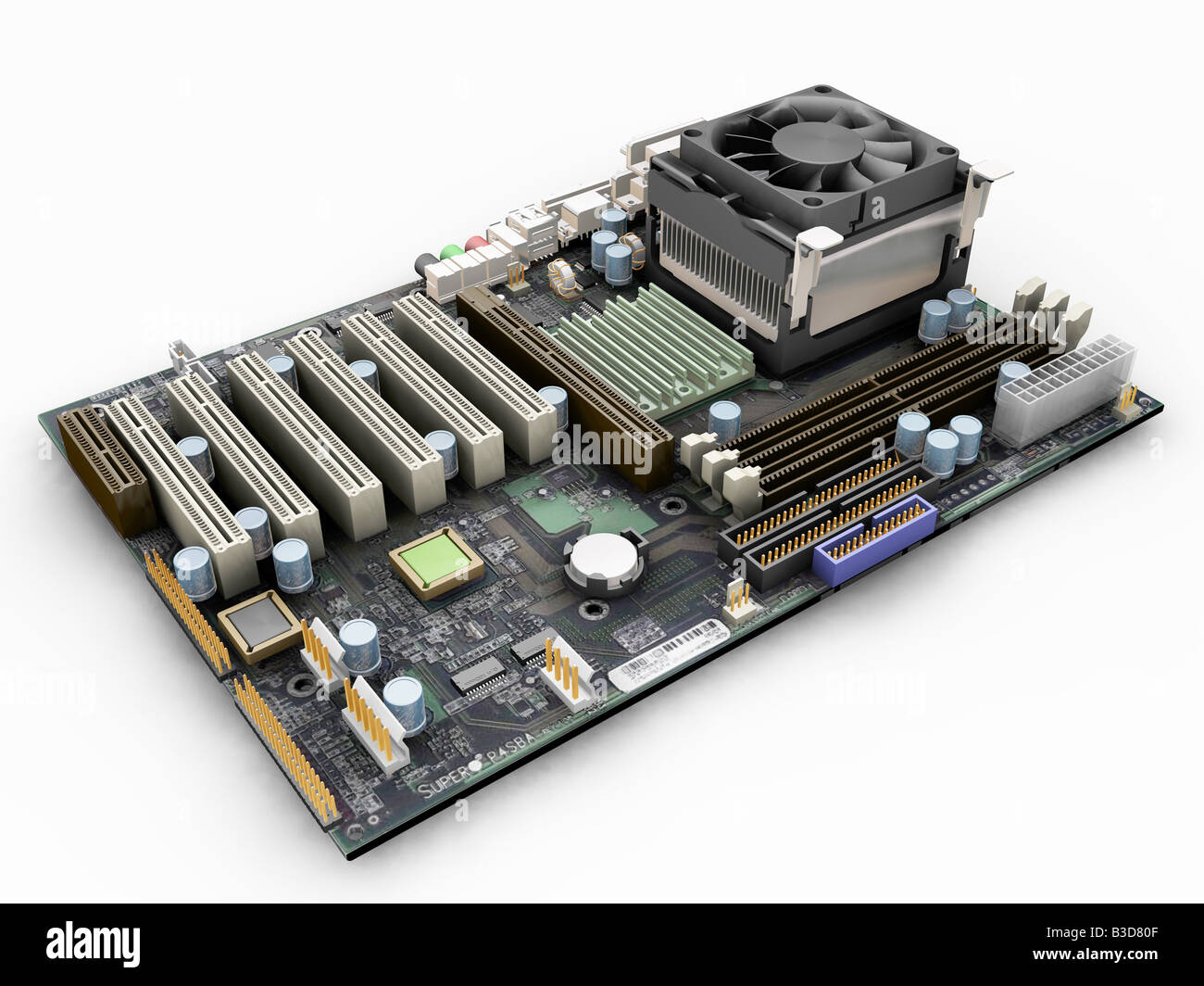 3D Rendering eines Mainboards Stockfoto