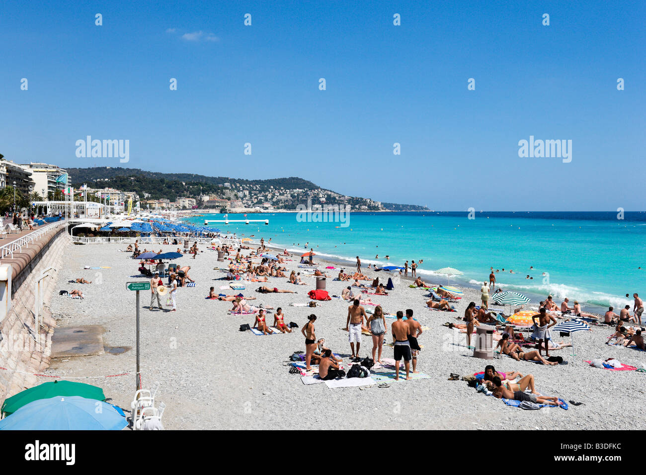 Strand und Promenade des Anglais, Nizza, Côte d ' Azur, Côte d ' Azur, Frankreich Stockfoto