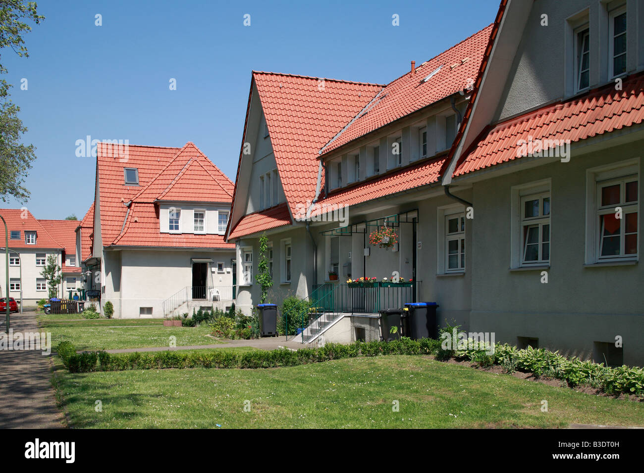 Route der Industriekultur, Internationale Bauausstellung Emscher, IBA, die Gartenstadt Welheim in Bottrop-Welheim, Bergarbeitersiedlung, Wohnhaeuser, Stockfoto