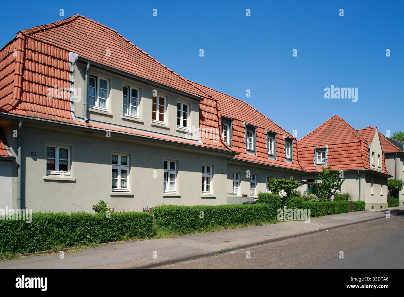 Route der Industriekultur, Internationale Bauausstellung Emscher, IBA, Siedlung Schuengelberg in Gelsenkirchen-Buer, Bergarbeitersiedlung, Wohnhae Stockfoto