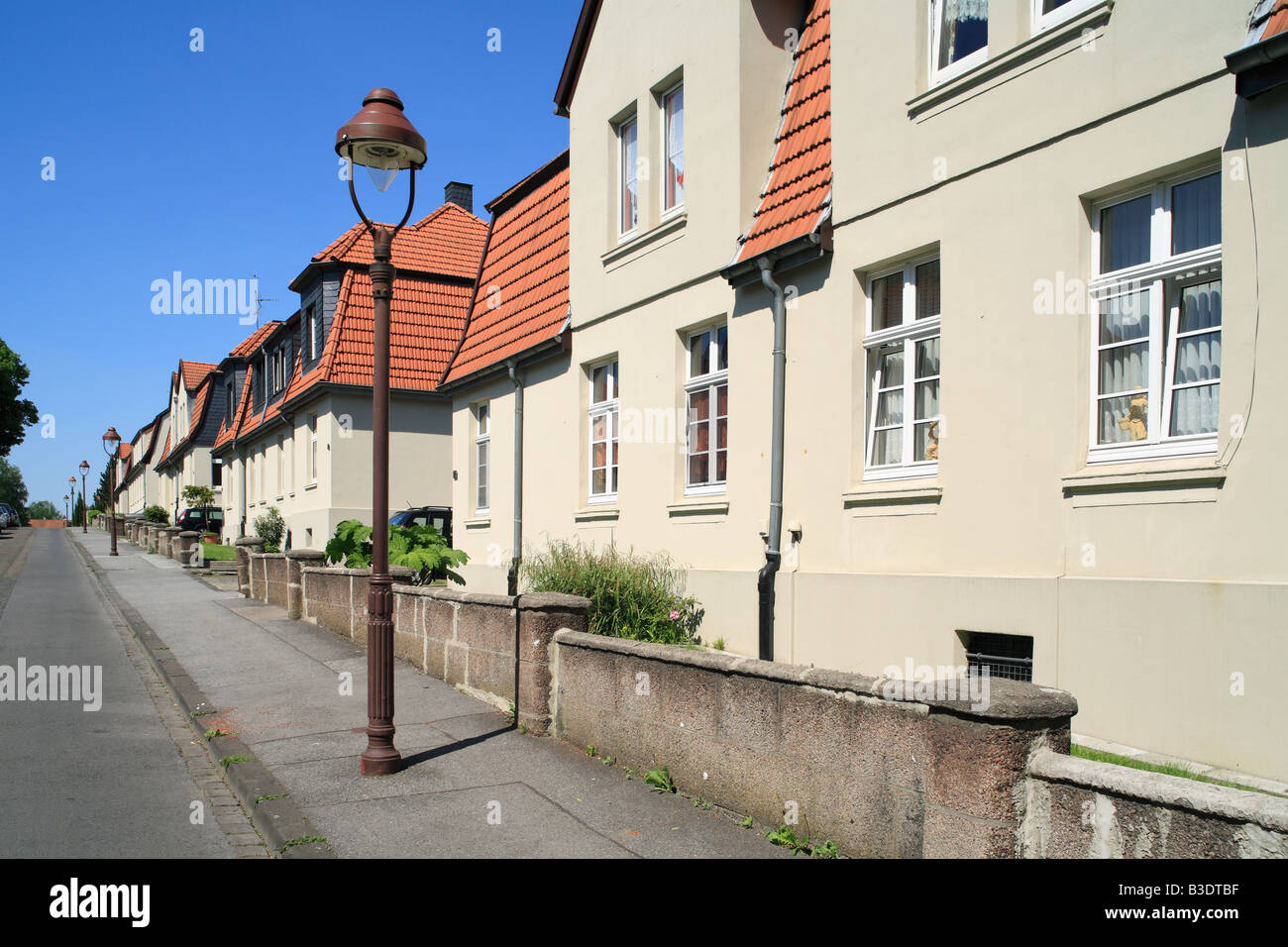 Route der Industriekultur, Internationale Bauausstellung Emscher, IBA, Siedlung Schuengelberg in Gelsenkirchen-Buer, Bergarbeitersiedlung, Wohnhae Stockfoto