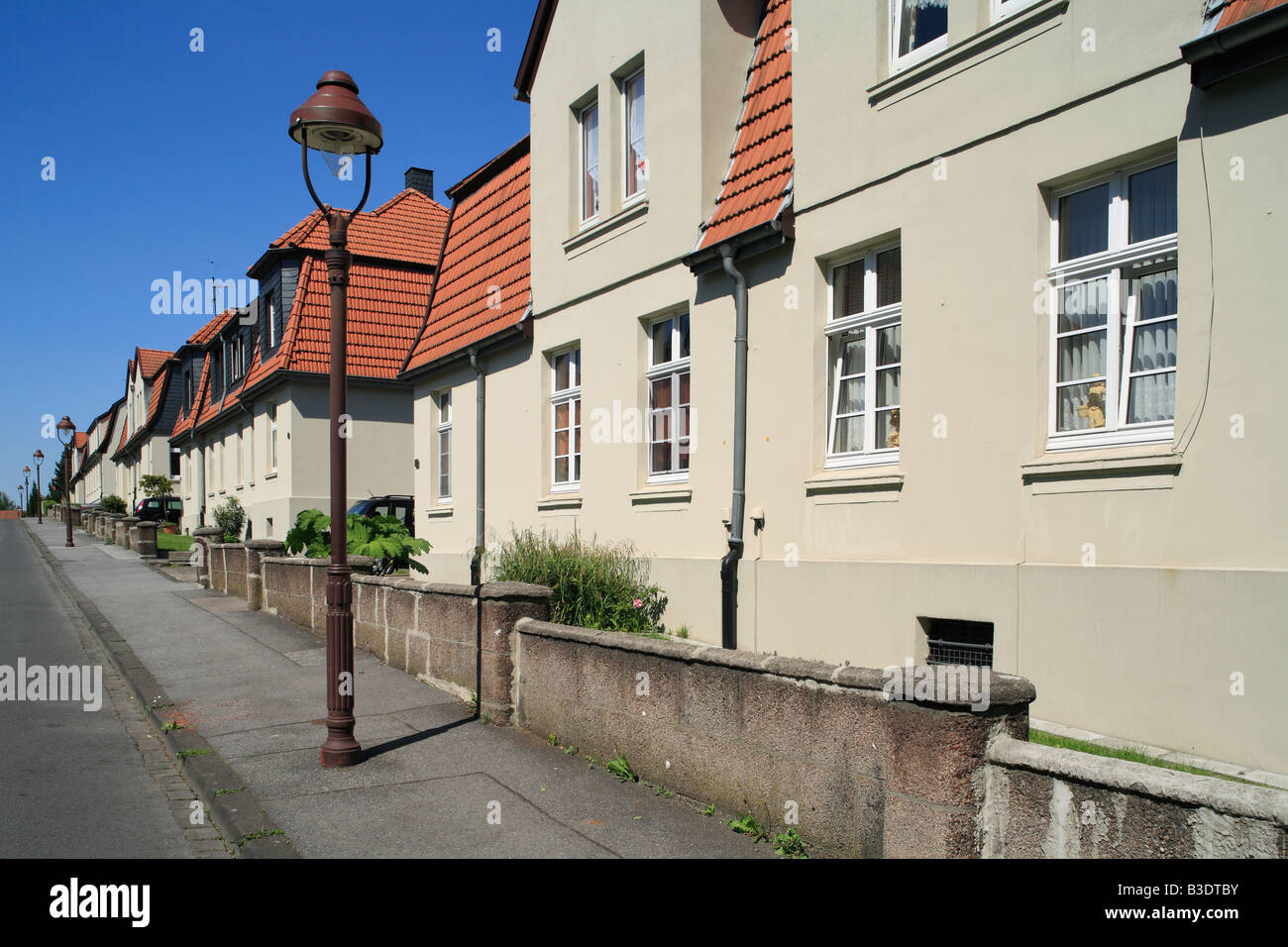 Route der Industriekultur, Internationale Bauausstellung Emscher, IBA, Siedlung Schuengelberg in Gelsenkirchen-Buer, Bergarbeitersiedlung, Wohnhae Stockfoto