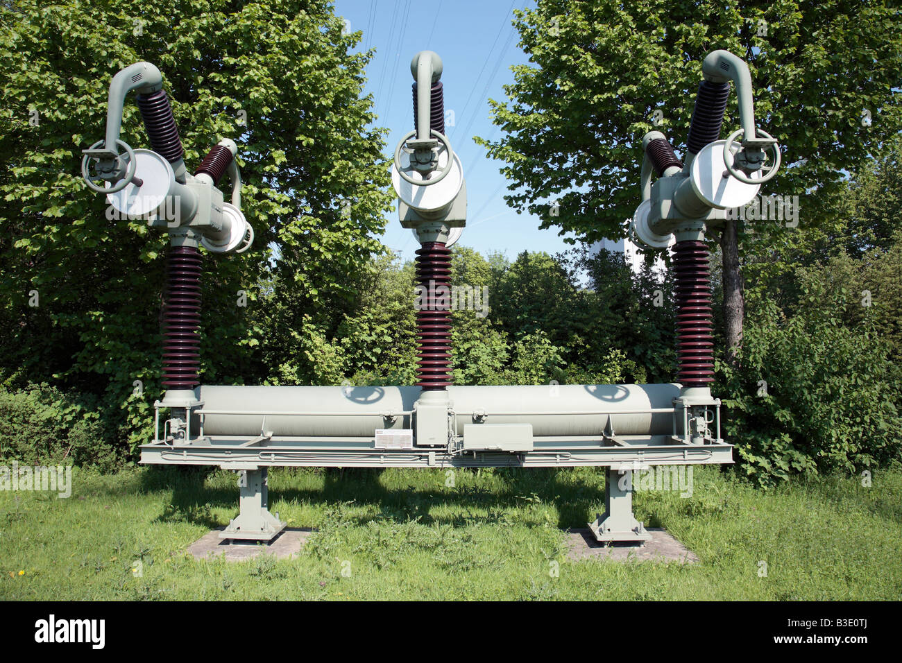 Route der Industriekultur, Umspannwerk Recklinghausen, Vereinigte Elektrizitaetswerke Westfalen, Museum "Strom Und Leben", Ausstellungsstueck, 3-phasig Stockfoto
