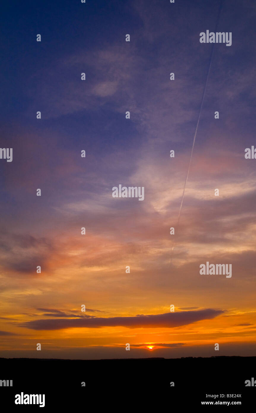 Sonnenuntergang über Toynbee Sümpfe, Norfolk, Großbritannien Stockfoto