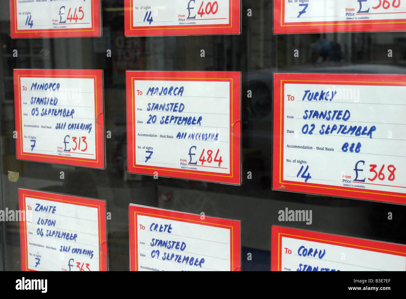 Reisebüros-Schaufenster Stockfoto