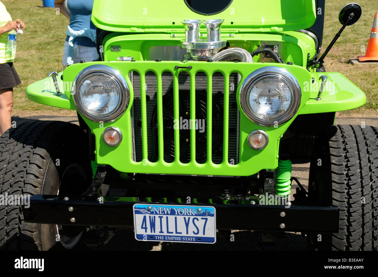 Grünen Jeep Oldtimer show im Dansville Ballon-Festival, New York USA. Stockfoto