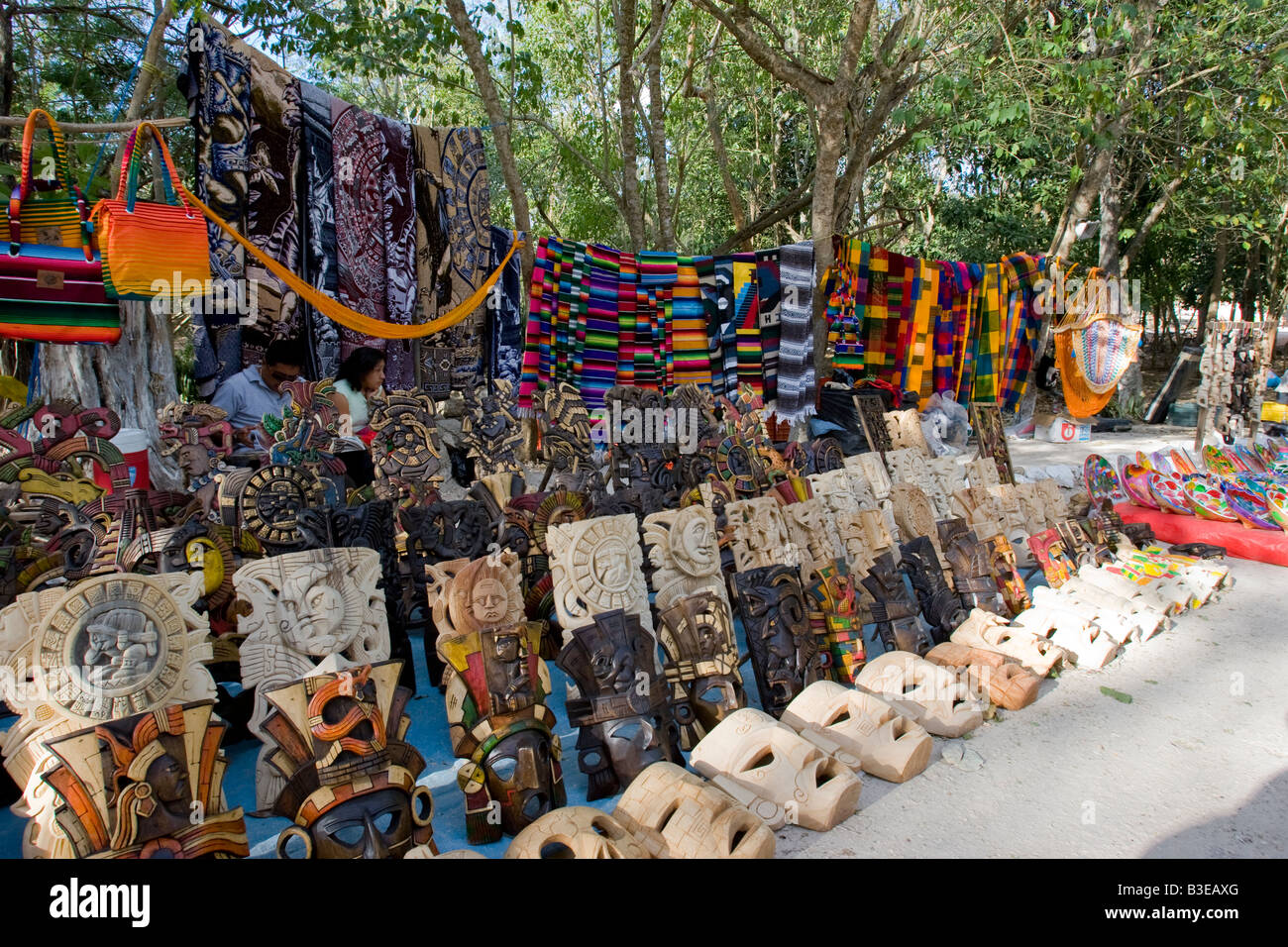 Souvenirstände in Chichen Itza Mexico Stockfoto
