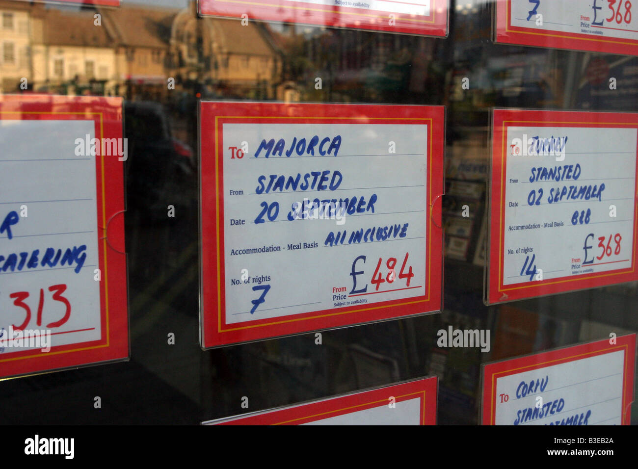 Reisebüros-Schaufenster Stockfoto