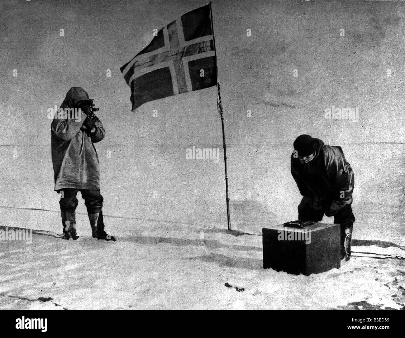 Amundsen, Roald 16.7.1872 - Juni 1928, norwegischer Entdecker, antarktis, Südpol, Flagge, Stockfoto