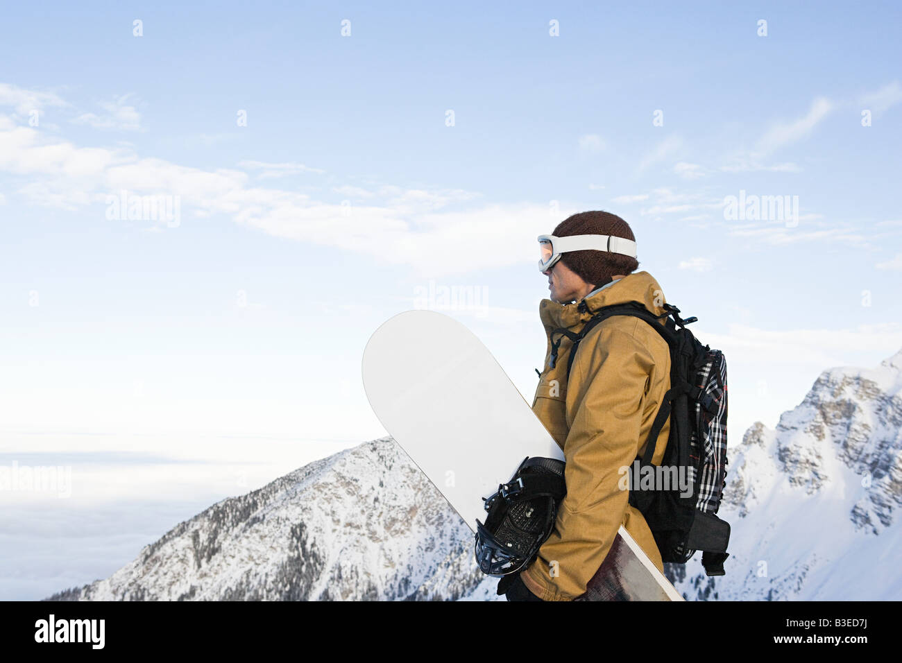 Profil von snowboarder Stockfoto