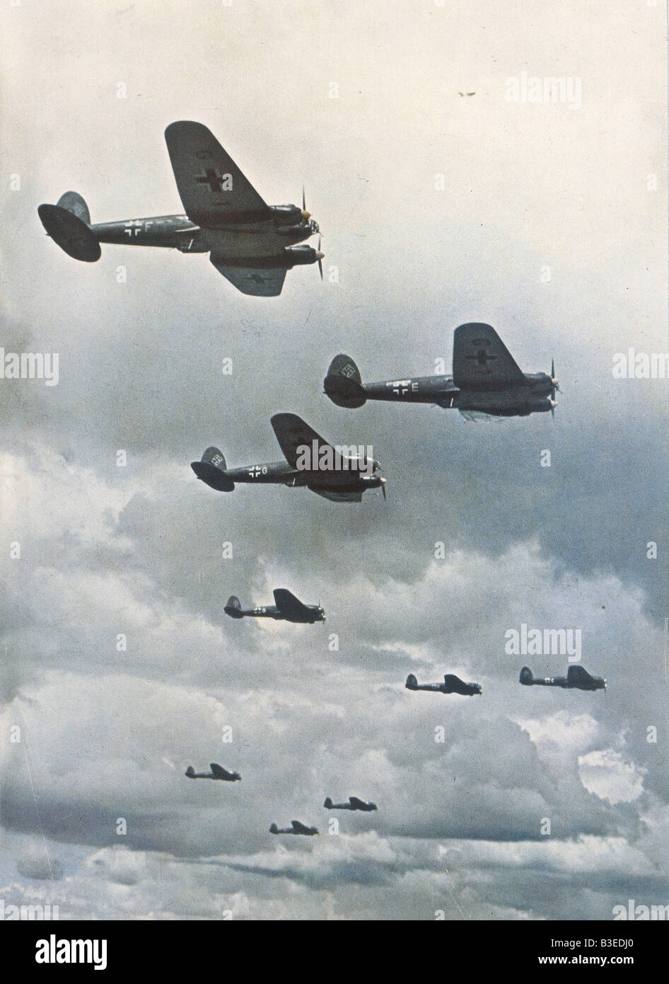 Bomber Flügel auf einer Mission / 1940 Stockfoto