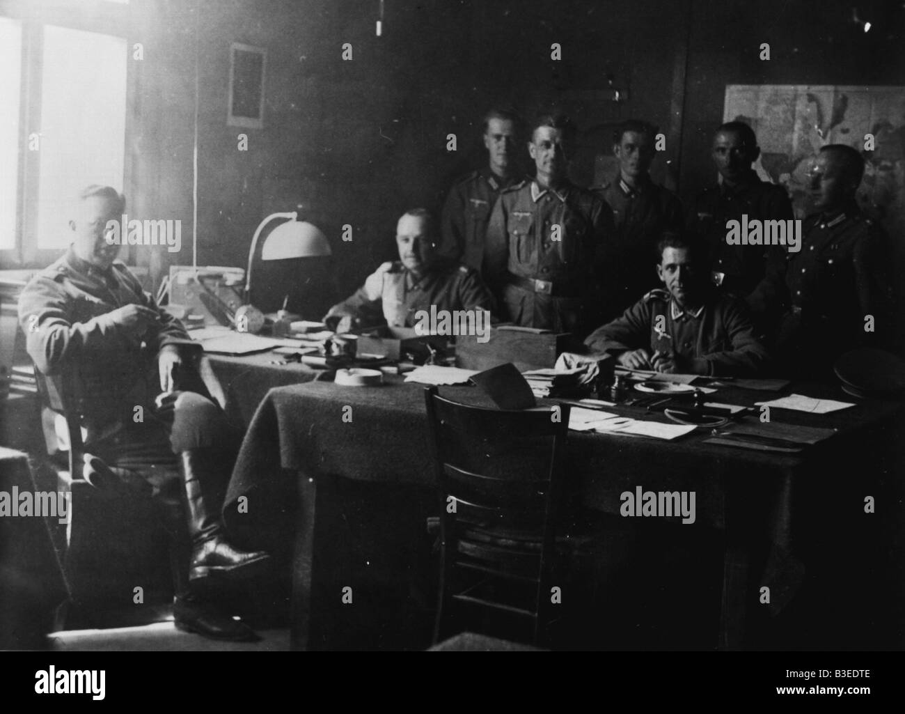 Schreibzimmer, Kriegsgefangenenlager Stalag IIIA / 1940 Stockfoto