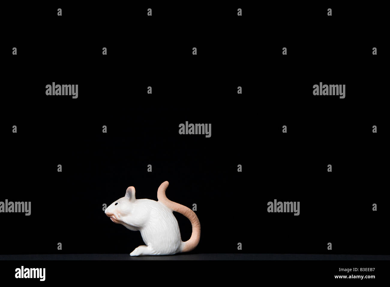 Spielzeug-Maus auf schwarzem Hintergrund Stockfoto