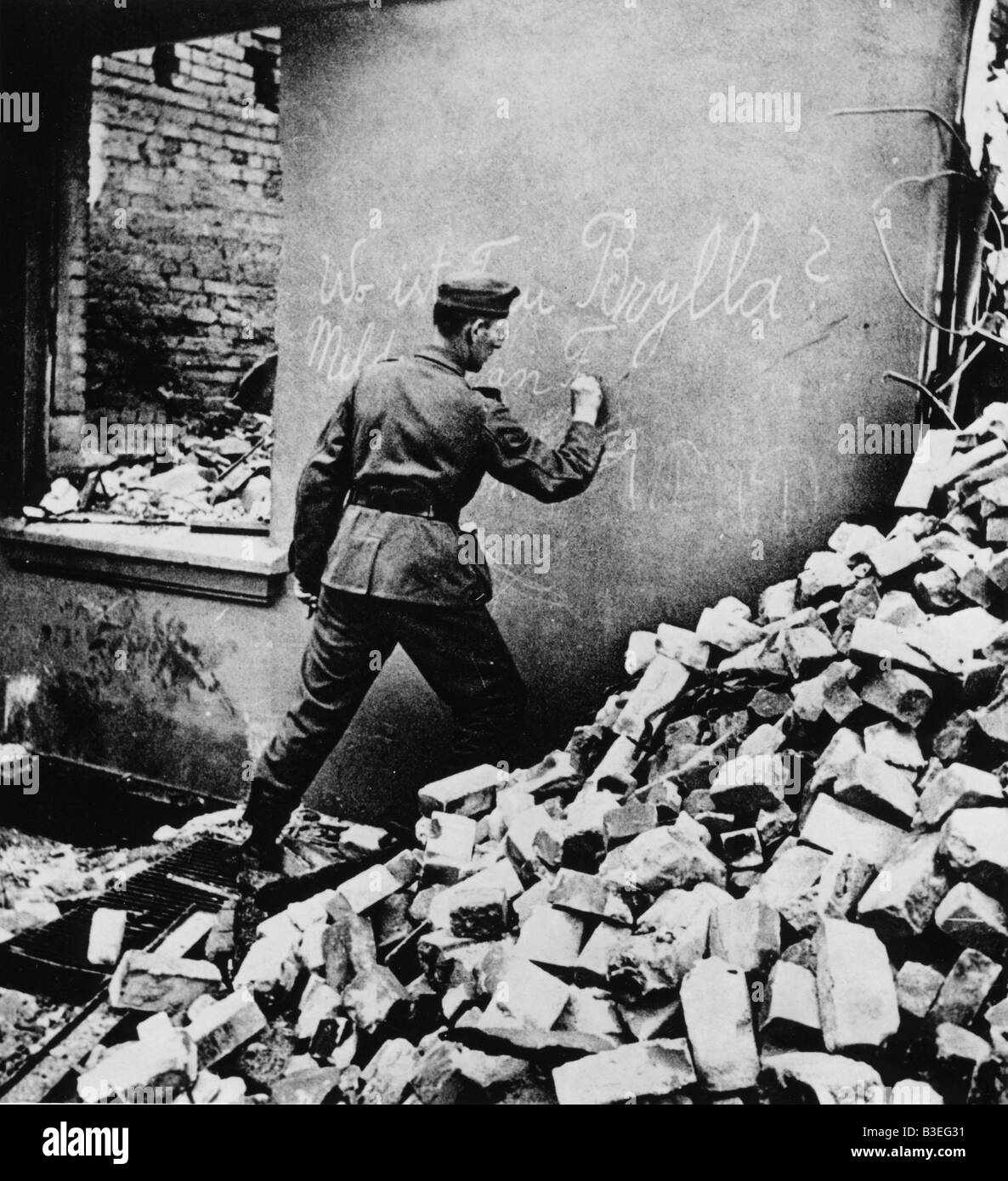 Deutsch schreiben an einer Wand / Berlin / 1945 Stockfoto