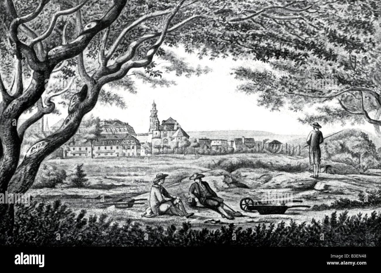 Geographie/Reise, Deutschland, Thüringen, Weimar, Stadtansichten/Stadtansichten, nach Malerei von Georg Melchior Kraus, ca. 1800, Stockfoto