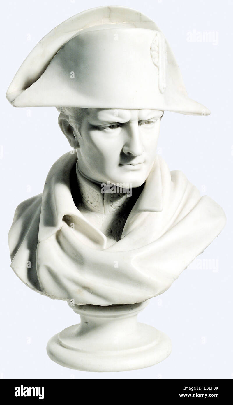 Napoleon I., 15.8.609 - 5.5.181, Kaiser von Frankreich 2.12.1804 - 22.6.1815, Porträt, Büste, Carrara-Marmor, 58 cm, 2. Hälfte des 19. Jahrhunderts, Stockfoto