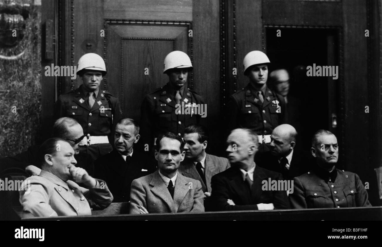 Nürnberg Kriegsverbrechen Versuche/Angeklagten. Stockfoto