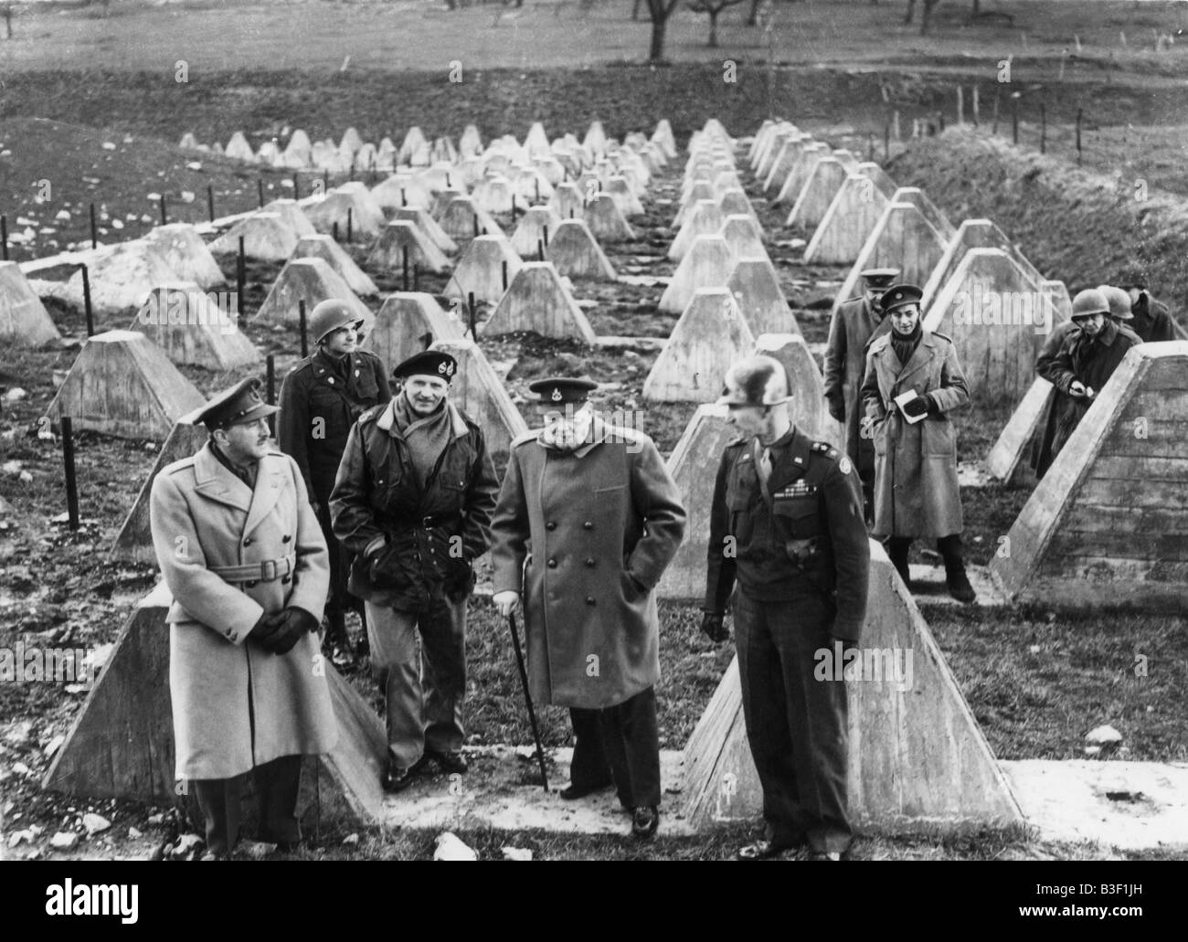 WW2/Churchill am Siegfried Line/1945. Stockfoto