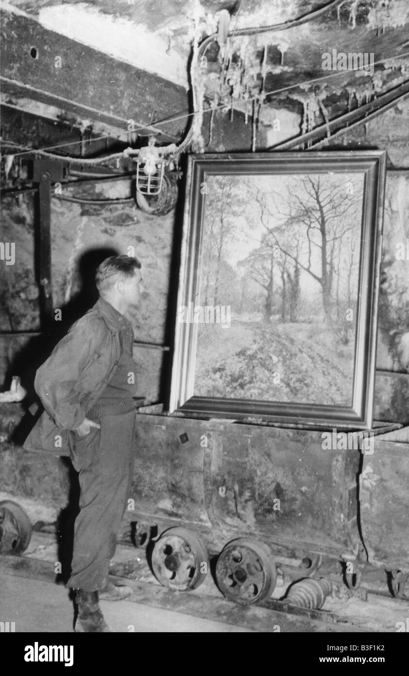 Kaiseroda 1945 / US-Soldaten & wks. der Kunst Stockfoto