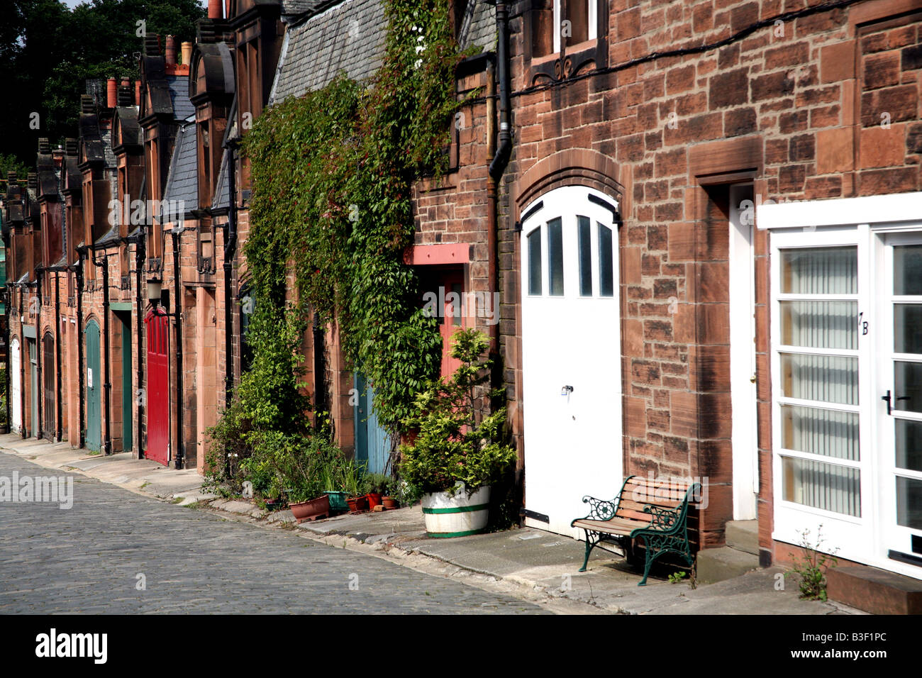 Typische Häuser in Dean Village Distrikt von Edinburgh Stockfoto