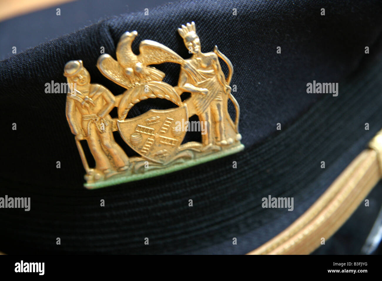 NYPD Kappe Abzeichen auf dem New York Police Department Aufsichtsbehörden Hut Stockfoto