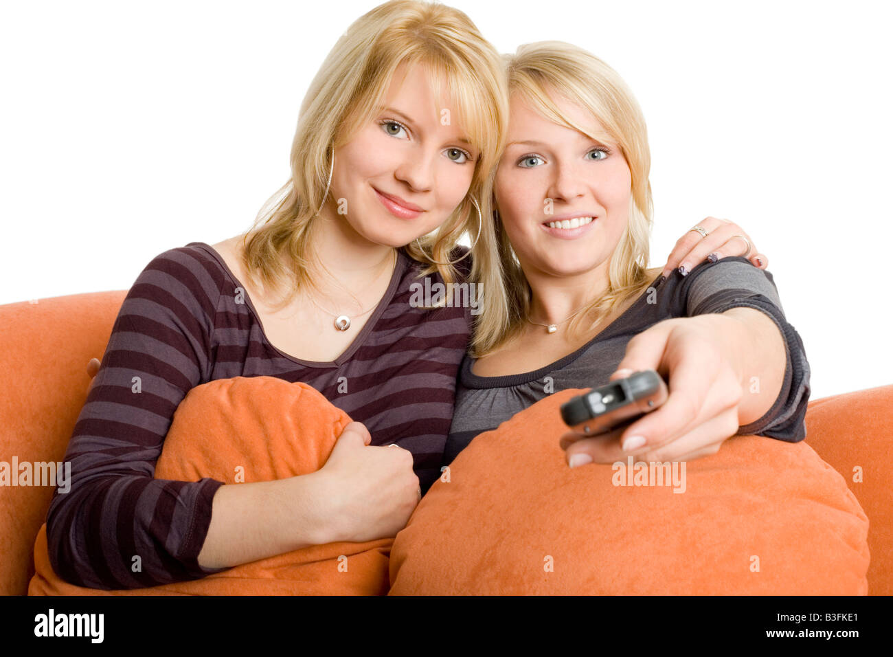 Mädchen vor dem Fernseher Stockfoto