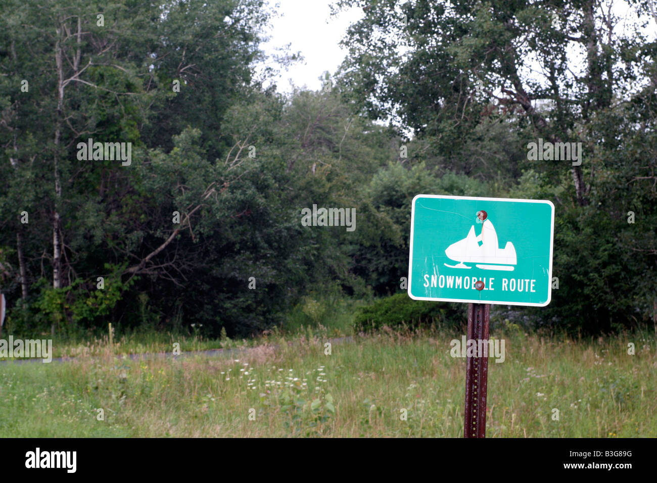 Motorschlitten Routenmarker Wisconsin Stockfoto