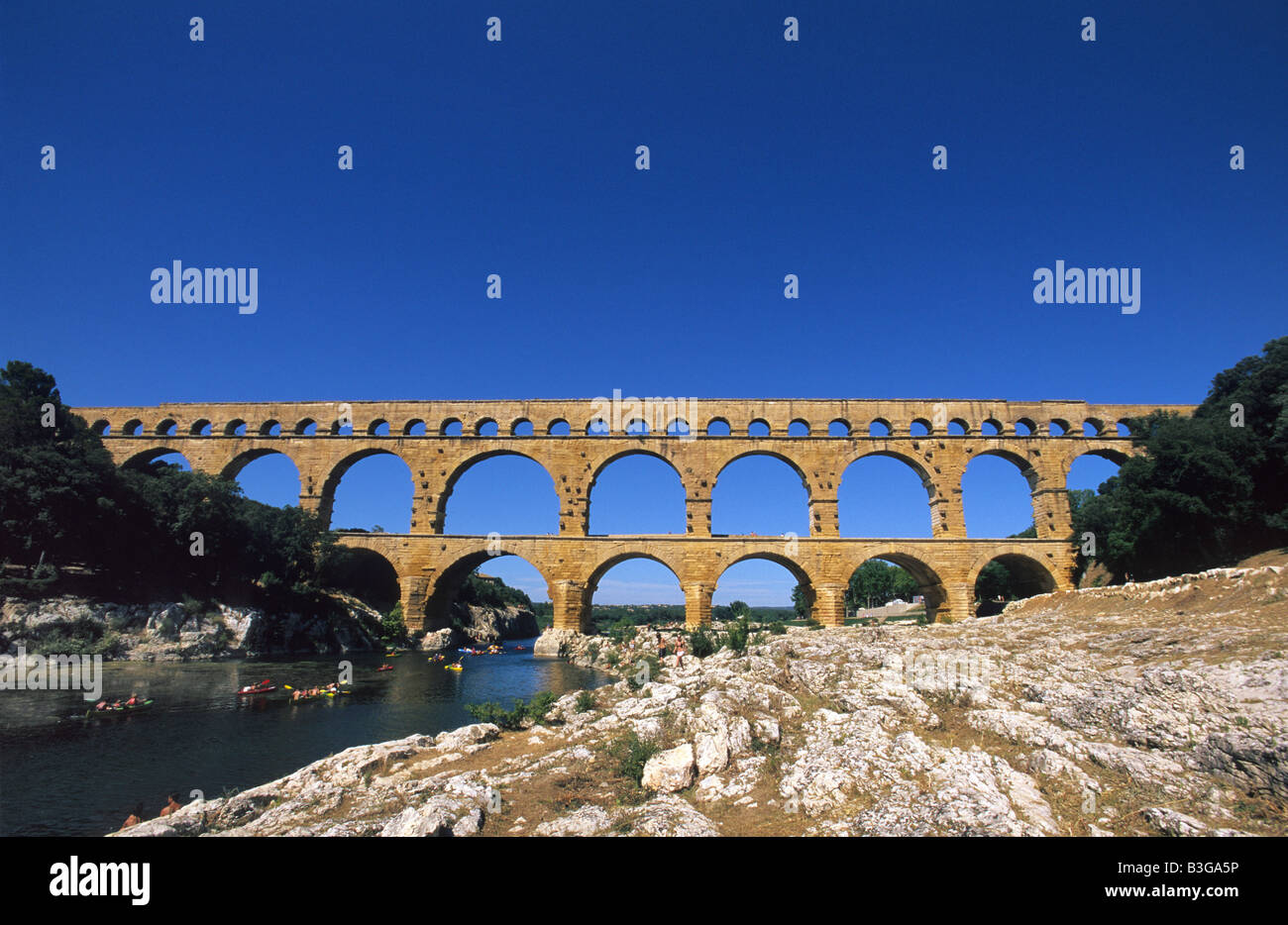 Pont du Gard in Frankreich Gebäude des antiken römischen Reiches Aquädukt Stockfoto